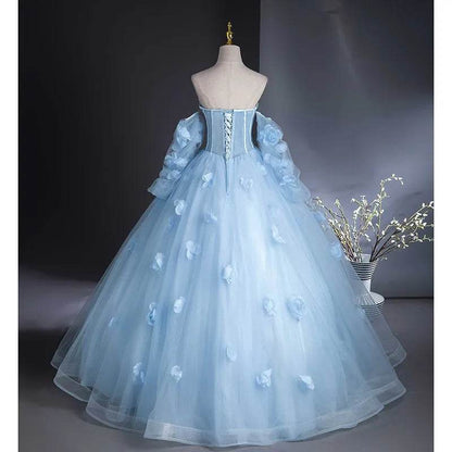 Maria Novia Light Blue Quinceanera Dress - Strapless Ball Gown Style - Buy Center US
