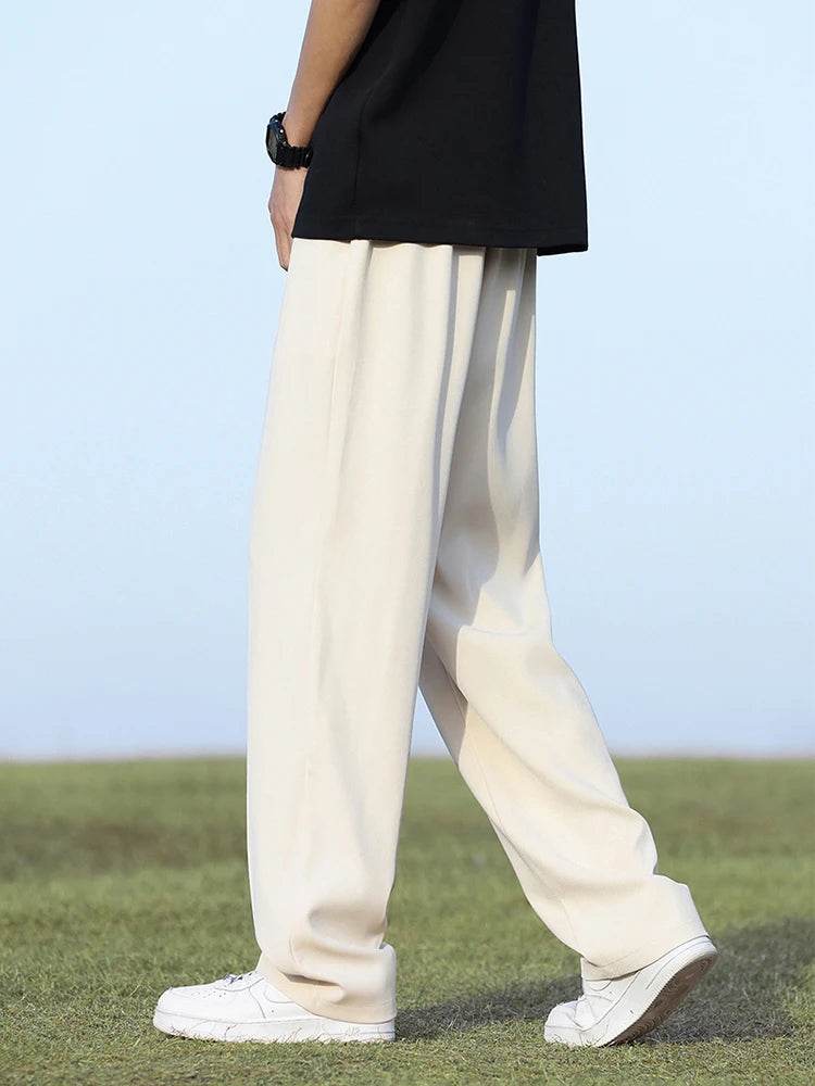 Lightweight Korean Men's Loose Slacks - Elastic Waist for Comfort - Buy Center US