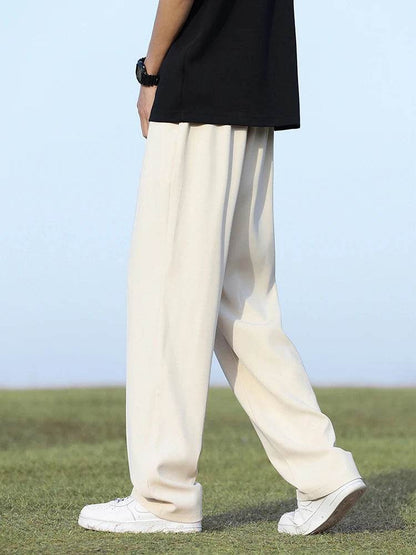 Lightweight Korean Men's Loose Slacks - Elastic Waist for Comfort - Buy Center US