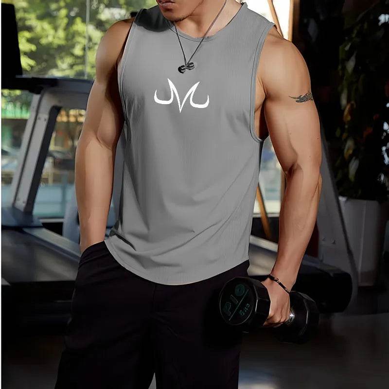 Men's Anime Print Sleeveless Fitness Shirt - Summer Workout Tank Top - Buy Center US