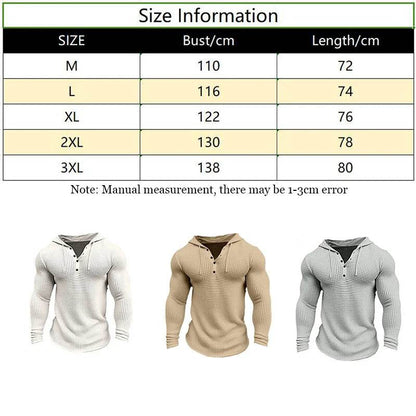 Men's Casual Long Sleeve Pullover Hoodie - Comfortable Solid Color Tops - Buy Center US