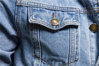 Kalenmos Men’s Denim Coat - Casual Full Sleeve Button Jacket for Autumn - Buy Center US