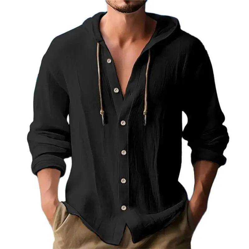 Men's Casual Long Sleeve Linen Shirt - Stylish & Comfortable Spring Top - Buy Center US