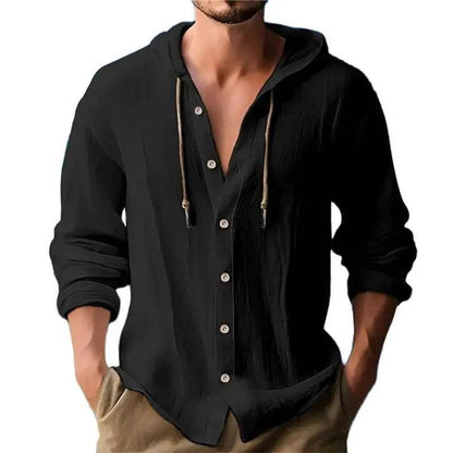 Men's Casual Long Sleeve Linen Shirt - Stylish & Comfortable Spring Top - Buy Center US