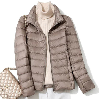 Women's Ultra Lightweight Puffer Jacket - Slim Fit White Duck Down - Buy Center US