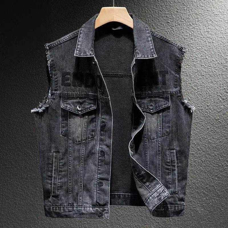 DUTRIEUX Men's Denim Motorcycle Vest - Retro Fashion for Casual Riding - Buy Center US
