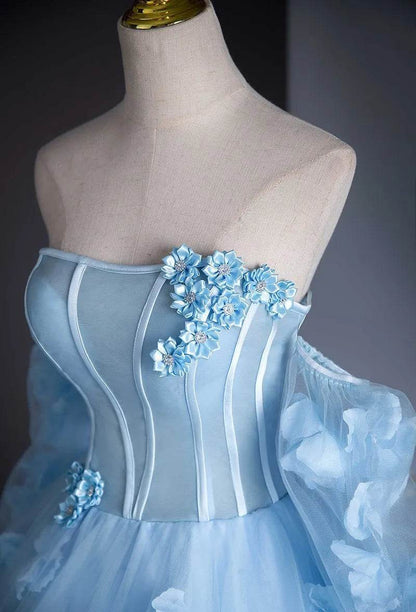 Maria Novia Light Blue Quinceanera Dress - Strapless Ball Gown Style - Buy Center US