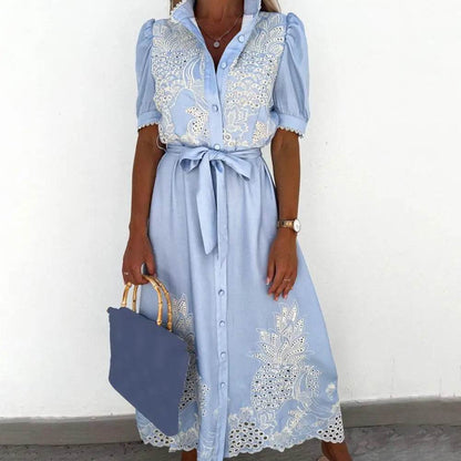 SANWOOD Women’s Summer Maxi Dress - Elegant Puff Sleeve, A-Line Style - Buy Center US