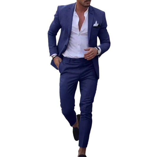Zmbanpise Men's 2-Piece Linen Suit - Smart Casual Wedding Attire - Buy Center US