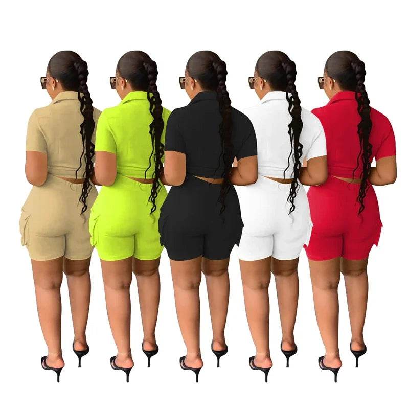 Doyerl Women’s Two Piece Set - Short Sleeve Top & Shorts Outfit - Buy Center US