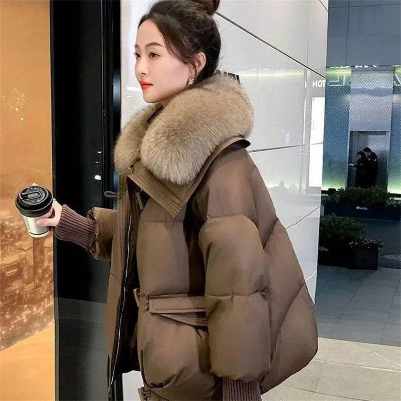 Women's Down Cotton-padded Jacket - Korean Style, Thick, Casual Wear - Buy Center US