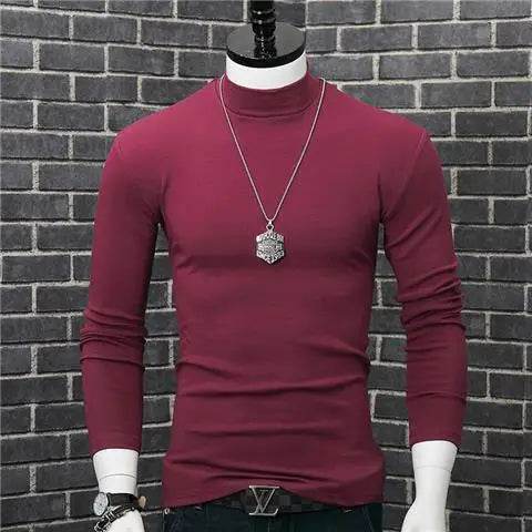 Men's Casual Turtleneck T-Shirt - Autumn Winter Slim Fit Long Sleeve - Buy Center US