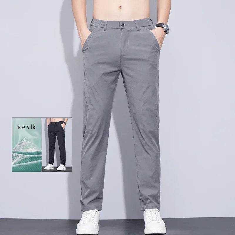 KUBRO Men's Ice Silk Trousers - Breathable, Lightweight Casual Pants - Buy Center US