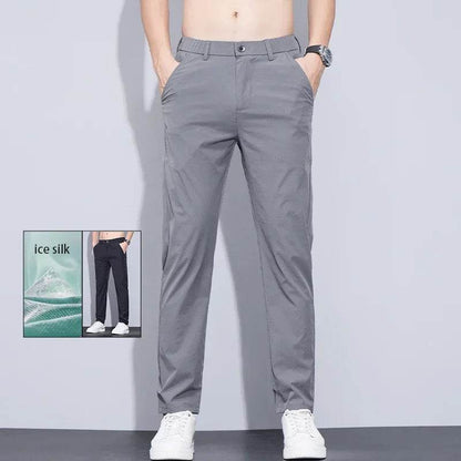 KUBRO Men's Ice Silk Trousers - Breathable, Lightweight Casual Pants - Buy Center US