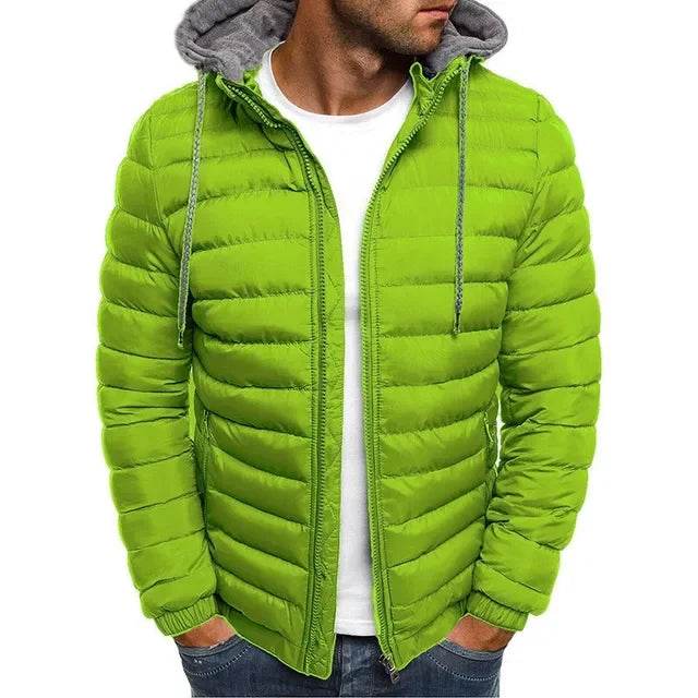 Casual Hooded Men's Down Jacket - Autumn Winter Solid Color Style - Buy Center US