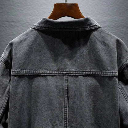 MUQGEW Men's Retro Denim Jacket - Casual Loose Fit Outerwear for Spring - Buy Center US