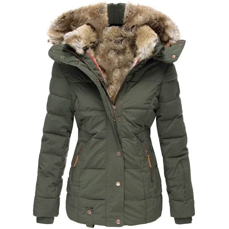 Donsignet Women's Slim Fit Wool Collar Zipper Coat - Autumn Style - Buy Center US