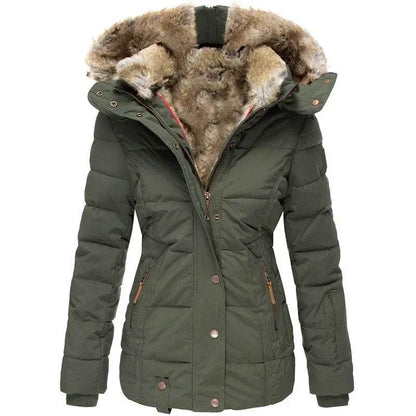 Donsignet Women's Slim Fit Wool Collar Zipper Coat - Autumn Style - Buy Center US