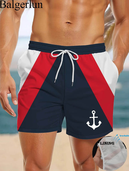 Men's Hawaiian Swim Trunks - 3D Gradient Palm Tree Print, Quick Dry - Buy Center US
