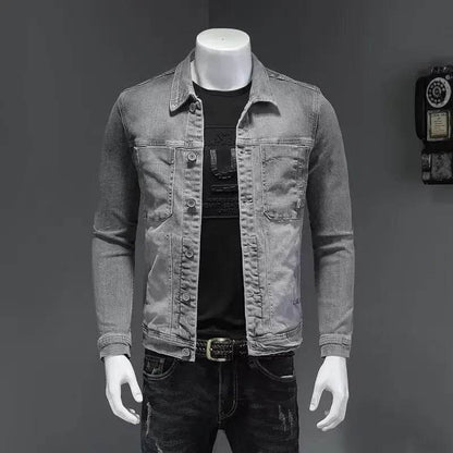 Classic Men's Denim Jacket - High-End Street Style for Autumn - Buy Center US