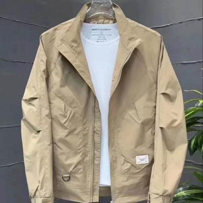 Casual Men's Autumn Jacket - Breathable Solid Color Stand Collar Design - Buy Center US