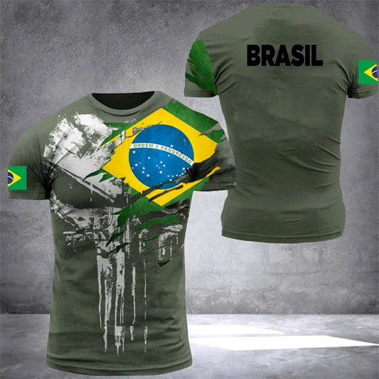 Brazil Flag 3D Print Men's T-Shirt - Casual Summer Oversized Tee - Buy Center US