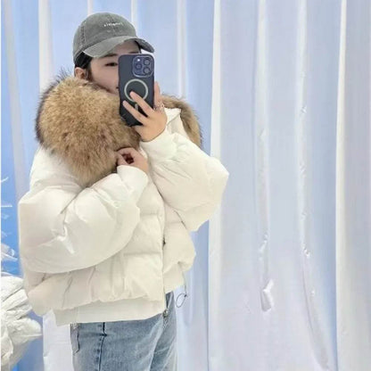 Women's Super Warm Duck Down Coat - Real Raccoon Fur Collar - Buy Center US