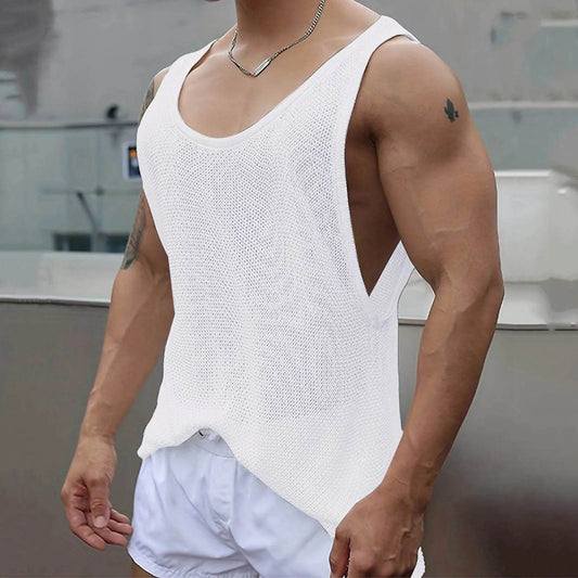 Men's Sleeveless Knitted Fitness Tank Top - Quick-Drying Summer Style - Buy Center US