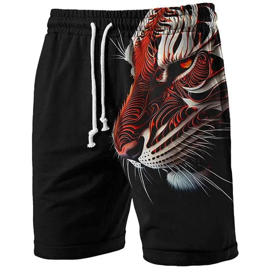 Men's Tiger Print Swim Trunks - Casual Beach Shorts with Elastic Waist - Buy Center US