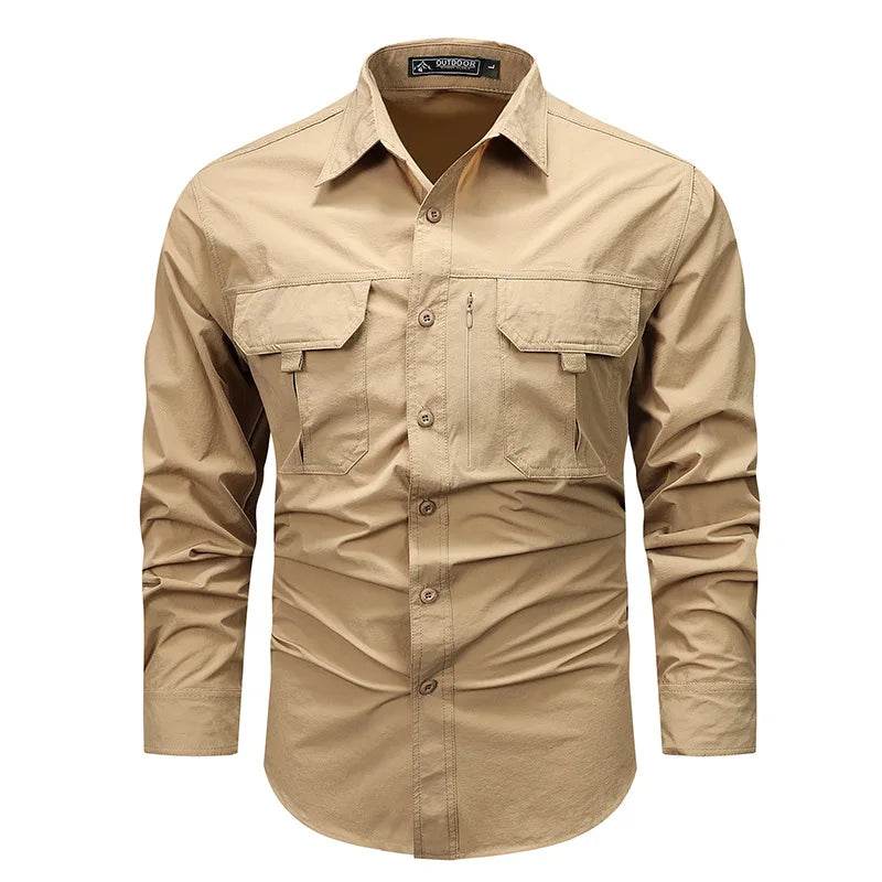 Wolf Inheritance Men's Tactical Work Shirt - Long Sleeve, Multi-Pocket Casual - Buy Center US