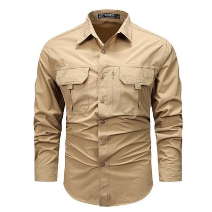 Wolf Inheritance Men's Tactical Work Shirt - Long Sleeve, Multi-Pocket Casual - Buy Center US