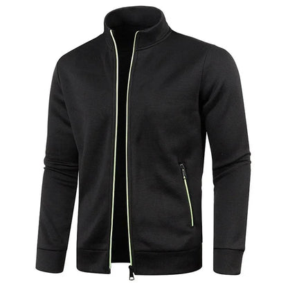 Men's Casual Zipper Hoodie - Stylish Black/Green/Gray Color Block Sweatshirt - Buy Center US