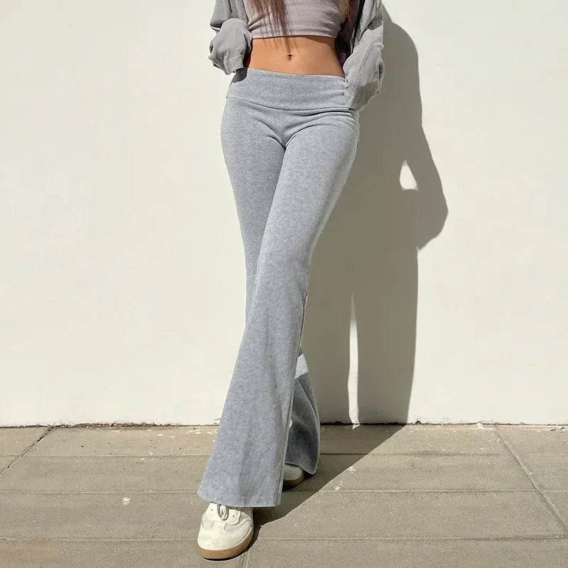 Casual Slim Flare Pants for Women - Y2K Boot Cut Fashion 2024 - Buy Center US