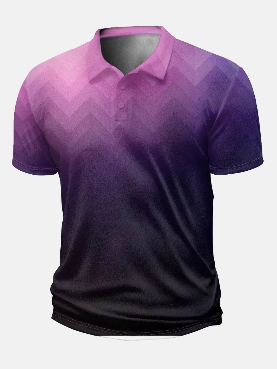 2025 Men's Casual Polo Shirt - 3D Gradient Stripe Print for Everyday Wear - Buy Center US
