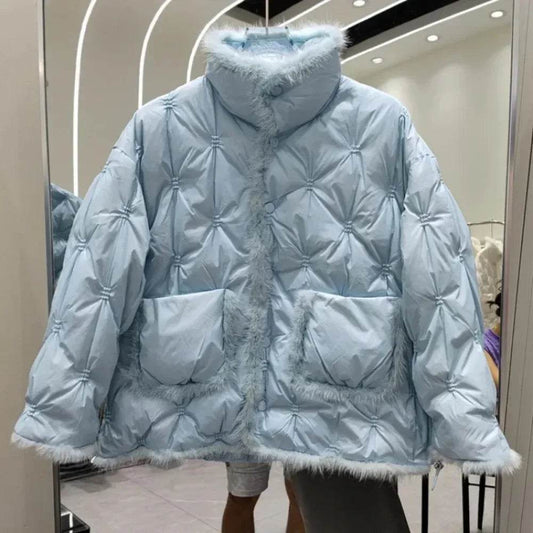 Winter Women’s Down Jacket - Embroidered Mink Fur Coat, Warm Parker - Buy Center US
