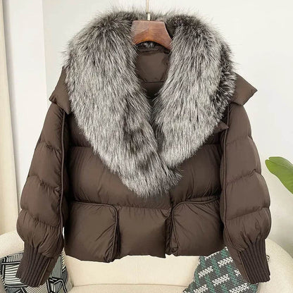 Women's Thick Warm Fox Fur Collar Coat - Casual Duck Down Jacket - Buy Center US