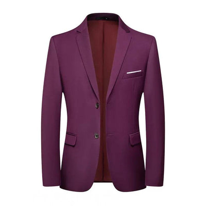 Men's Slim Fit Business Suit - Korean Style Single Breasted Blazer - Buy Center US