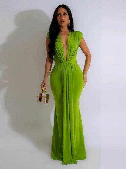 Doyerl Elegant Ruched Maxi Dress for Women - Perfect Party Wear - Buy Center US