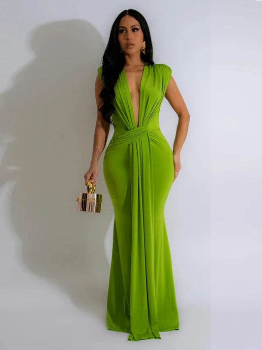 Doyerl Elegant Ruched Maxi Dress for Women - Perfect Party Wear - Buy Center US