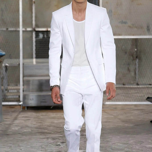 2023 Summer Men’s Groom Tuxedo Suit - Peaked Lapel Wedding Outfit - Buy Center US