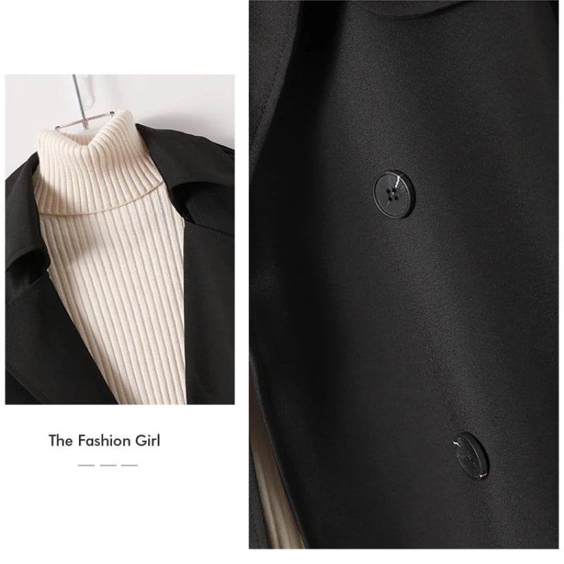 YIHERMIC Women's Double Breasted Trench Coat - Fashionable Winter Style - Buy Center US