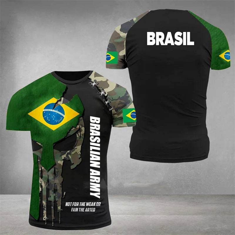 Brazil Flag 3D Print Men's T-Shirt - Casual Summer Oversized Tee - Buy Center US