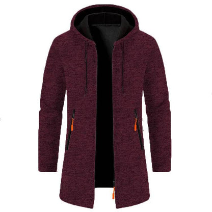 Men's Casual Long-Sleeved Hooded Cardigan Jacket - Solid Color Zipper Style - Buy Center US