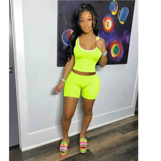 Sexy Solid Color Women's Tank Top & Shorts Set - Spring Fashion 2024 - Buy Center US