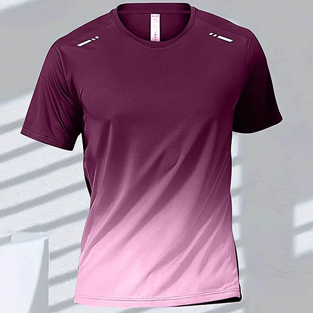 Men's Quick-Dry Gradient Sports T-shirt - Lightweight Short Sleeve Tee - Buy Center US