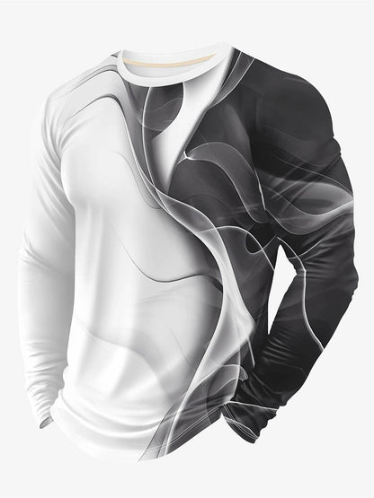 Men's Color Block 3D Print Long Sleeve T-Shirt - Casual Autumn Style - Buy Center US