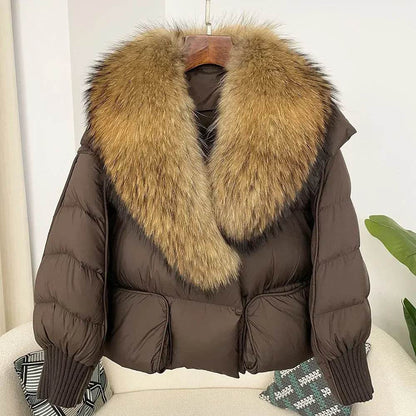 Women's Thick Warm Fox Fur Collar Coat - Casual Duck Down Jacket - Buy Center US