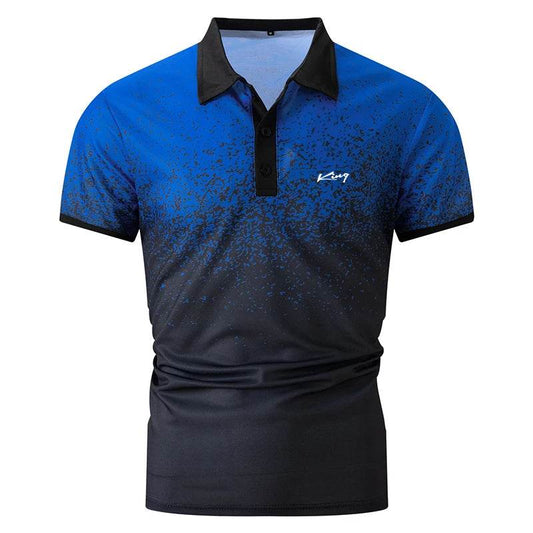Men's Summer Short Sleeve Polo Shirt - Gradient Color Slim Fit Golf Style - Buy Center US