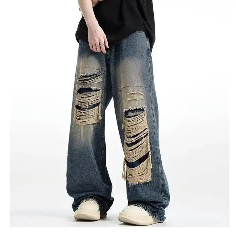 Donsignet Women's Vintage High Waist Ripped Wide Leg Jeans - Buy Center US