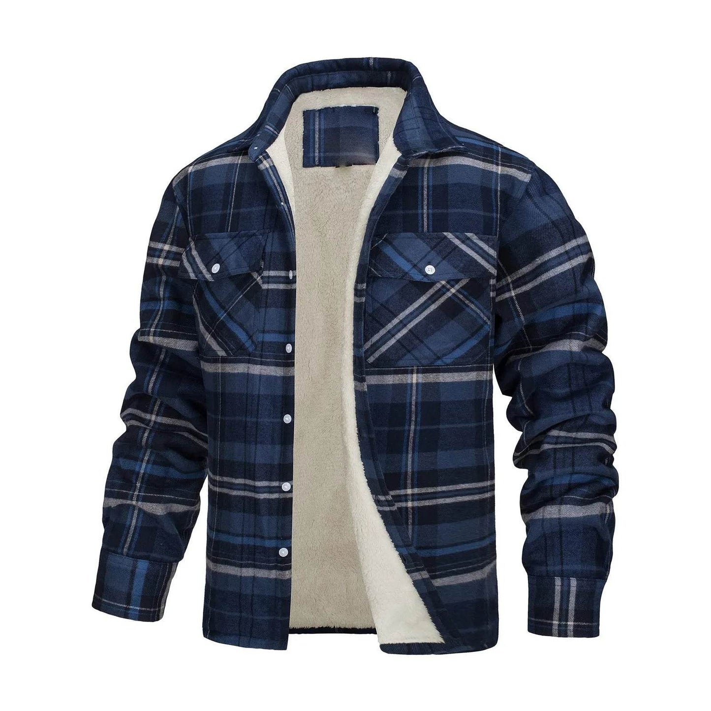 Men’s Casual Plaid Winter Jacket - Soft Plush Long Sleeve Outerwear - Buy Center US
